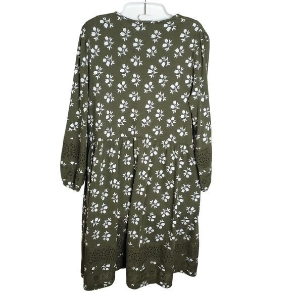 BODEN Olive Green Floral Babydoll Dress NWT Sz 10R Boho Prairie Whimsical - Picture 7 of 11